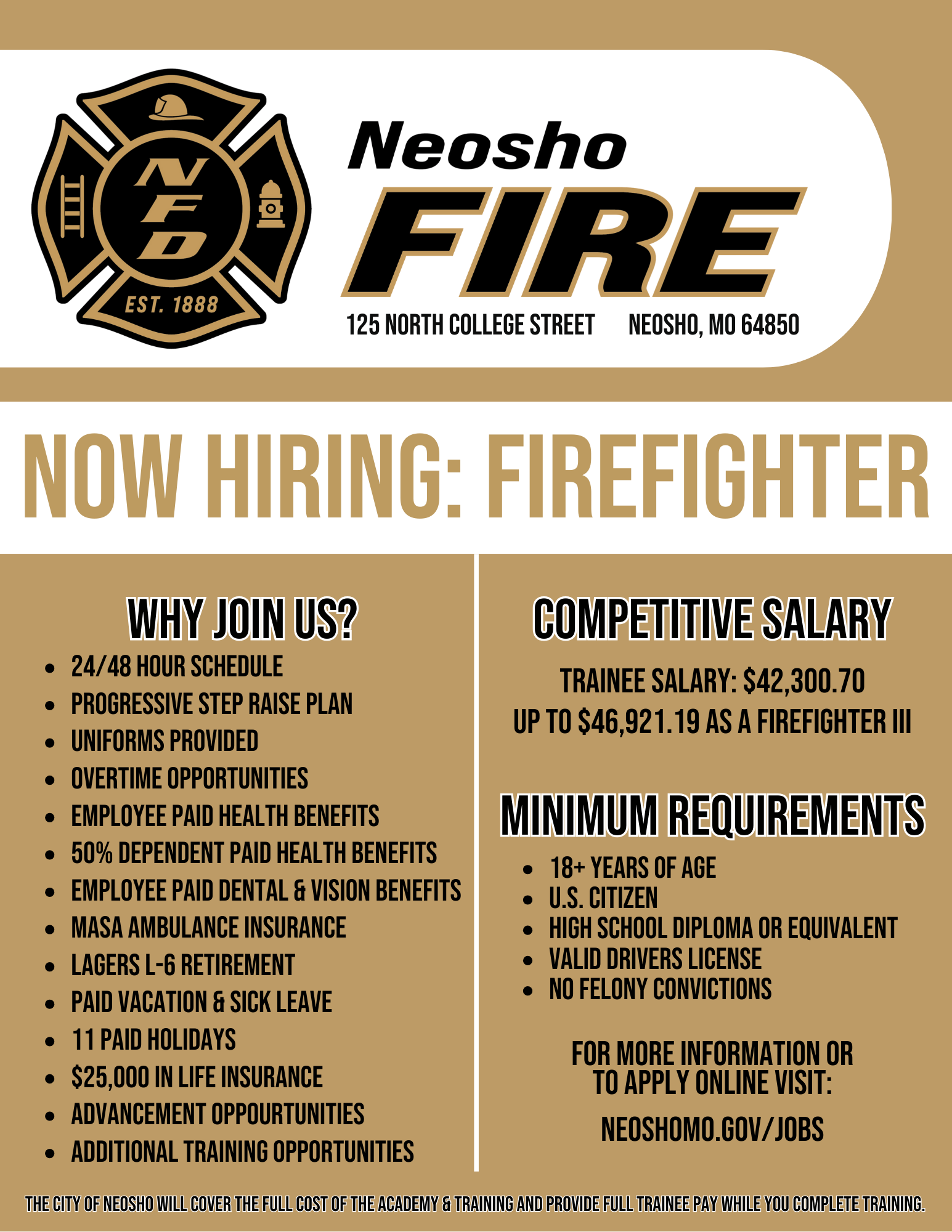 Neosho Fire Recruitment Flyer 2025